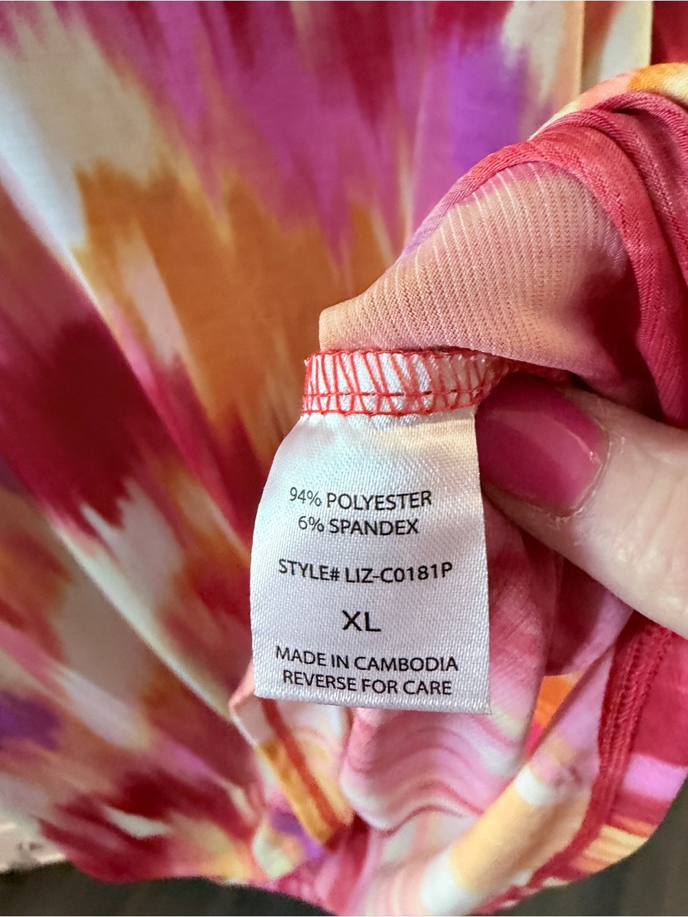 Dear Scarlett Split-Neck Tie-Dye Tunic in Pink, Orange, Yellow - Picture 7 of 8